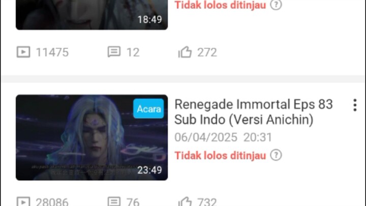 Bikin ga semngat upload ..kena takedown massal video Renegade Immortals hampir habis smua