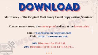 [WSOCOURSE.NET] Matt Furey – The Original Matt Furey Email Copywriting Seminar