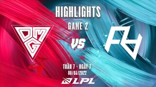 OMG vs RA | Highlights - Game 2 | Tuần 7 Ngày 7 | LPL Mùa Xuân 2022