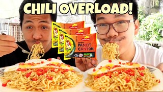 SPICY LUCKY ME PANCIT CANTON MUKBANG | BACKYARD COOKING