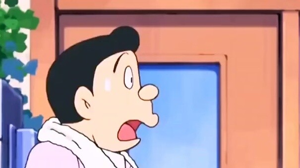 #Doraemon lets his father fly up to the sky with a balloon