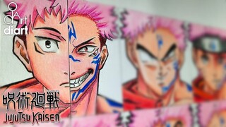 Drawing Itadori Yuuji | Sukuna in 9 different anime styles | Jujutsu Kaisen | 呪術廻戦 | diArt