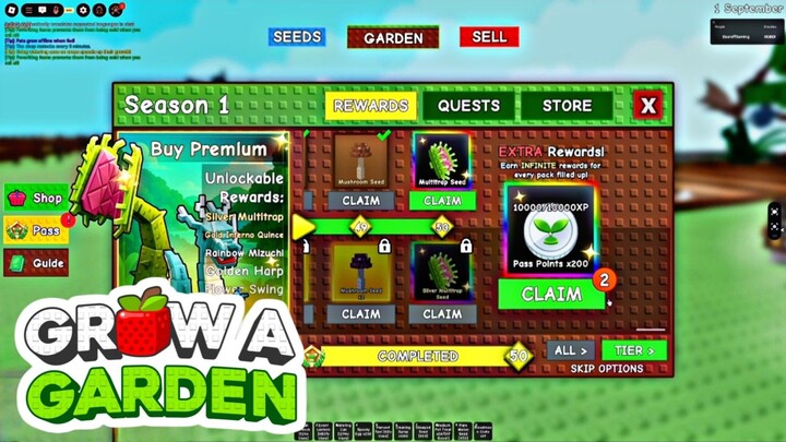 CLAIM ALL REWARD SEASON 1 IN GROW A GARDEN