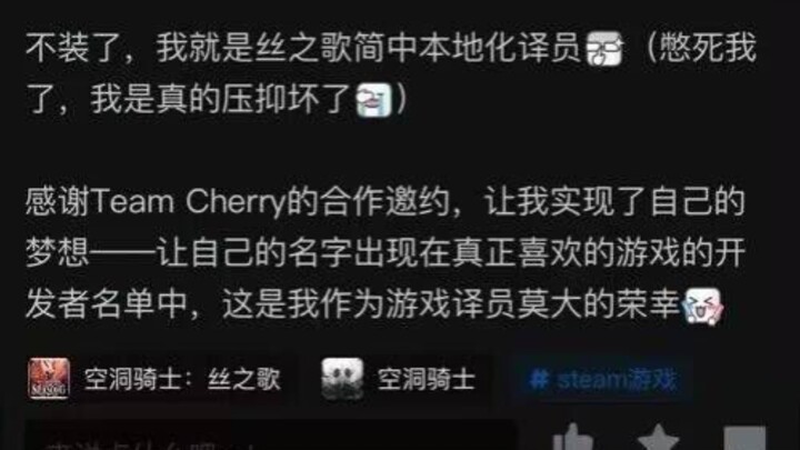 空洞骑士丝之歌中译大犯文青病，属于活在自己的世界中了