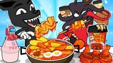 MUKBANG Spicy Fire Noodle Spiciest Fried chicken TTeokbokki | 불닭볶음면 - 애니메이션 먹방 | 먹방 AniToons