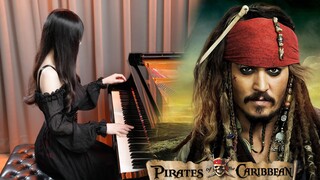 Lagu tema Pirates of the Caribbean "He's a Pirate" versi piano bass berat! Johnny Depp | Bajak Laut 