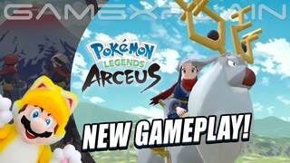 New Pokémon Legends Arceus Gameplay! (Catching Wild Pokémon, Dodging Attacks, & More)