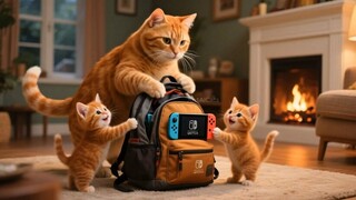 Dad Cat Takes Ginger Kittens Fishing -  Hilarious Camping Moments!