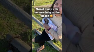 #Pinay #filipina #FYP #baby sweet Filipina at beach with her hairy baby
