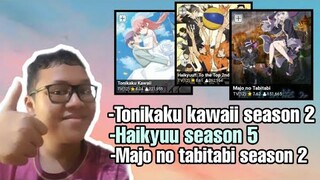 Bahas tonikaku kawaii season 2,Haikyuu season 5,majo no tabitabi season 2 ||Request subscriber