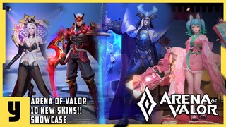 10 NEW SKINS (CAPHENY, ARUM, VOLKATH, LILIANA & MORE) | Arena of Valor | LiênQuânMobile | 傳說對決