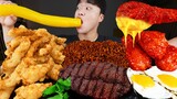 ASMR MUKBANG 직접 만든 양념 치킨먹방! 스테이크 짜파게티 레시피 & 먹방 FRIED CHICKEN AND BLACK BEAN NOODLES EATING SOUND!