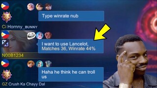 NOOB1234 LANCELOT FAKE WINRATE PRANK!! | TEAMMATES' REACTIONS WERE HILARIOUS!🤣  (LAUGHTRIP!) - MLBB