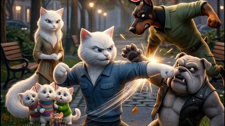 Cat vs Dogs 😱 | Brave Father Cat Protects His Family | Animal Story