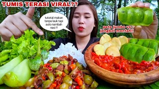 MAKAN JENGKOL MENTAH CAMPUR PETE TUMIS TERASI VIRAL LALAPAN MENTAH TERONG LABU SIAM SAMBEL TERASI