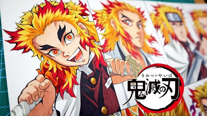 Drawing Rengoku kyojuro in different anime styles | Kimetsu no yaiba / Demon slayer