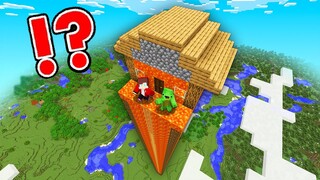 Climbing THE SECRET LAVA TOWER HOUSE in Minecraft JJ and Mikey Challenge Pranks Nico and Cash Maizen