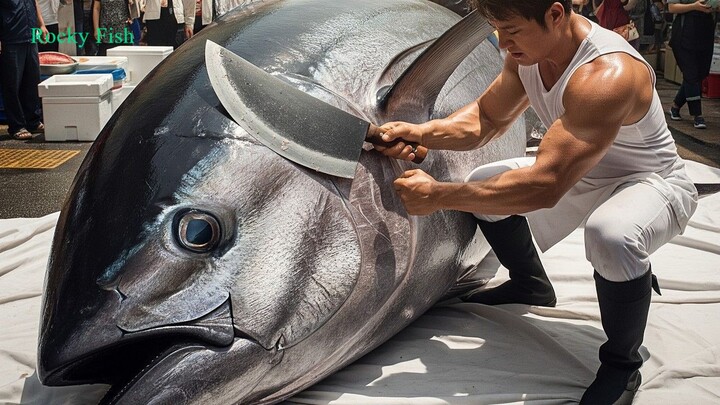 456KG Giant Bluefin Tuna Sliced Fast