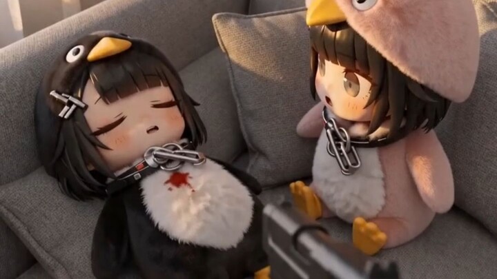 เพนกวินน้อย: ฉันโดนยิงแล้ว! ฉันแกล้งทำนะ~