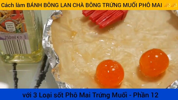 cách làm bánh bông lan chà bông trứng muối phô mai phần 12