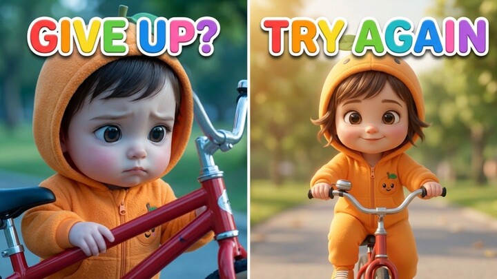 Inshirah Never Gives Up 🚲 | A Story About Trying Again (Kids Animation)