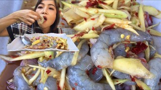 ตำมะม่วงกุ้งโสด ตำใส่พริกเเห้งเผ็ดเเป๋ตาย เมนูนี้สู้ตายพี่น้องจ๋า 23/12/2019