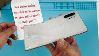 Galaxy Note 10 Plus Fell From 2nt Floor! Can it be restored? - Destroyed phone restoration