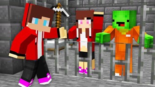 JJ helping Mikey and GIRL to Escapes The Security Prison JJ and Mikey in Minecraft Challenge Maizen