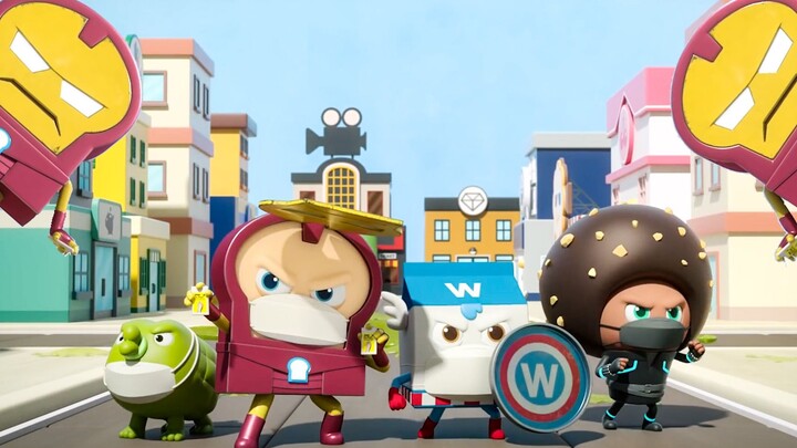 Thành phố bánh mì bị virus xâm chiếm, Breadman lãnh đạo nhóm Avengers diệt virus, hoạt hình dễ thươn