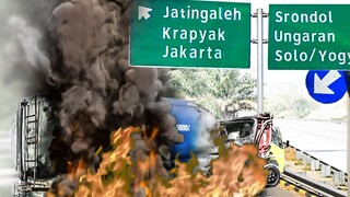 ✅ TRUCK TANGKI SOLAR MELEDAK SETELAH MENABRAK TRUCK PASIR DI TOL JATINGALEH SEMARANG