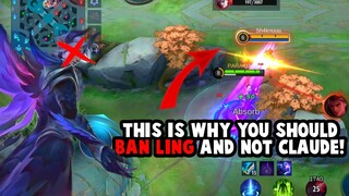 THIS IS WHY YOU SHOULD BAN LING AND NOT CLAUDE IN RANKED GAME! - MLBB