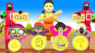 Scary Stranger 3D Vs Squid Game (오징어 게임) - Miss T Troll Zombie Destroy Honeycomb Candy Challenge #2