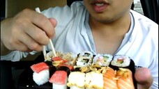 ASMR EATING SOUNDS | MUKBANG - SUSHI #4 (寿司) & GIANT GREEN TEA DRINK