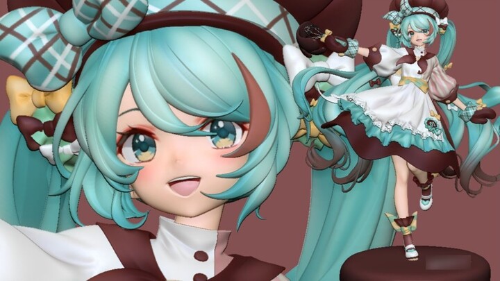 Chocolate Cake Hatsune Miku Figure Prototype Display