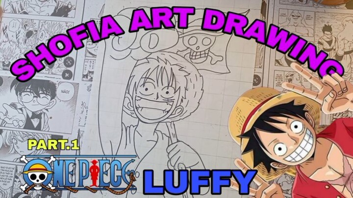 drawing luffy dari anime one piece part.1