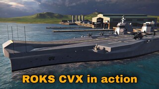 Modern Warships: ROKS CVX in action. online gameplay