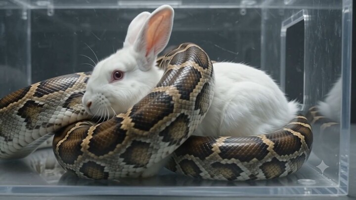 Silent Predator: Burmese Python Feeds on Rabbit