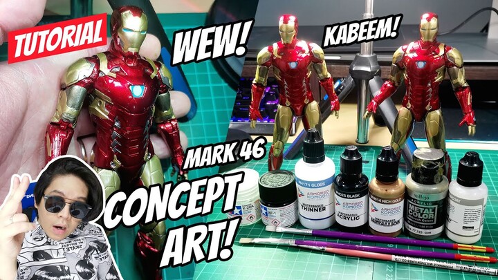 PAINTS AND BRUSHES FOR CUSTOMIZATION. ZD TOYS IRON MAN MARK 46 CONCEPT ART. MARVEL