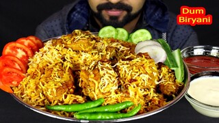 Huge CHICKEN Dum BIRYANI, Yogurt, Extra Gravy, Green Chili, Tomato, Cucumber Eating| #LiveToEATT