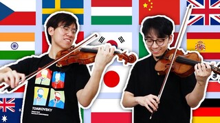 Two violins demonstrating 24 countries