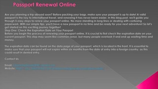 Passport Renewal Online
