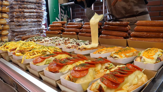 ฮอทดอกพิซซ่าสไตล์อเมริกัน ฮอทดอกชีส - Korean Street Food