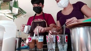 โกโก้ชาเขียวชาเย็นเนสกาแฟโอวัลตินหอมอร่อยเข้มข้นค่ะกาแฟถุงกระดาษรถเข็นริมทาง