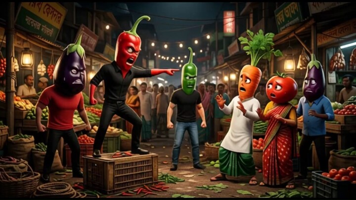 🇨🇳 蔬菜大危机！谁是幕后黑手？🥔🥕🍅🌶️ | Bangla Vegetable Cartoon