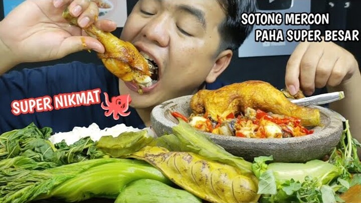 SOTONG MERCON DAN PAHA AYAM SUPER BESAR BERSAMA LALAPAN REBUS BIKIN NAGIH