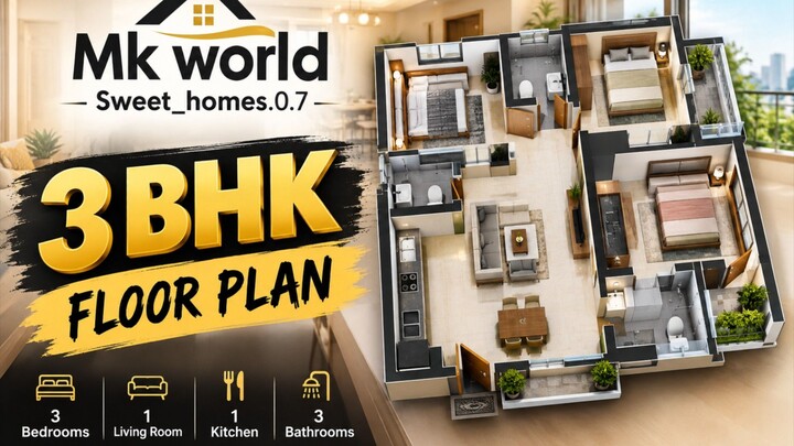 sweet home 🏠 3 bhk floor