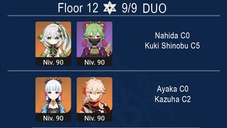 F2P Abyss 3.4 DUO Nahida C0 & Kuki Shinobu C5 / Ayaka C0 & Kazuha C2 Abyss 12 Genshin Impact