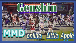 [Genshin  MMD]  Whole crew in Teyvat online dance [Little Apple]