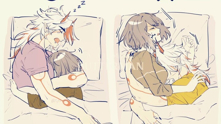 الروتين اليومي للنوم لدى الزوجين هوانغ جيو