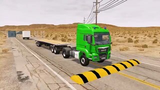 Flatbed Truck Mcqueen  _ Transportation with Truck - Pothole vs Car _465 - BeamN